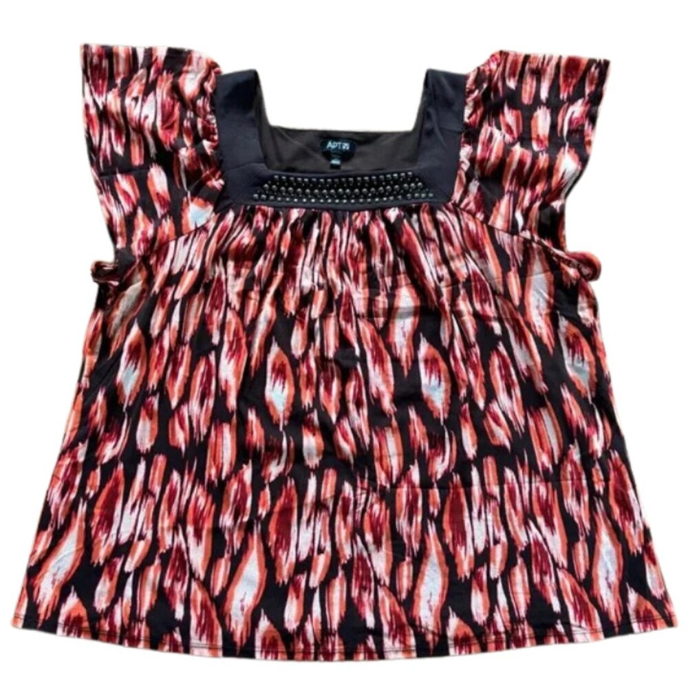 💜Apt. 9 Short Sleeve Tunic Square Neck Blouse Women’s Plus Size 2X